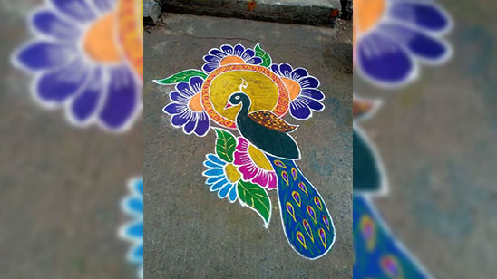 Simple Pongal Kolam with Dots