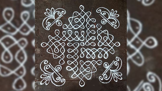 Simple Rangoli Designs with Dots for Pongal