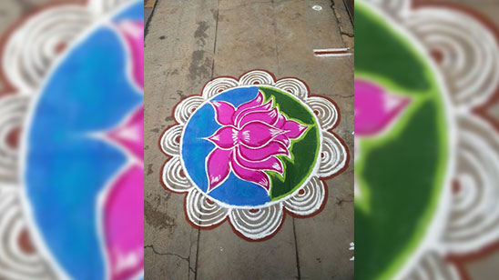 Simple Rangoli for Pongal with Dots