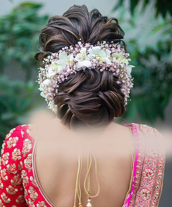 Braid with Sock Bun Hairstyle for Sarees