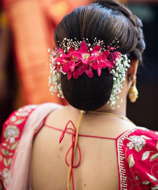 Bridal Bun Hairstyles for Saree