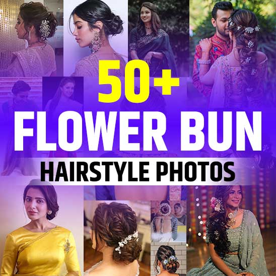 Bun Hairstyle for Saree with Flowers