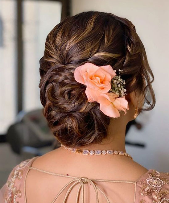 Bun Hairstyle with Saree for Short Hair (2)