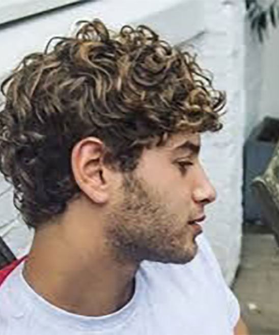 Curly Hair Brown Highlights Men