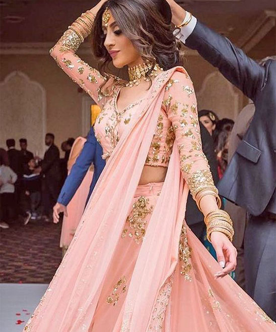 Girls Party Hairstyles with Lehenga Attire