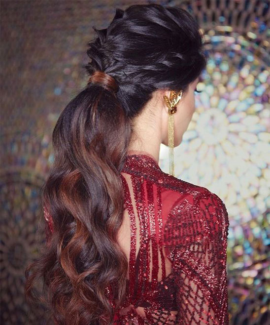 Hairstyle for Open Hair on Saree