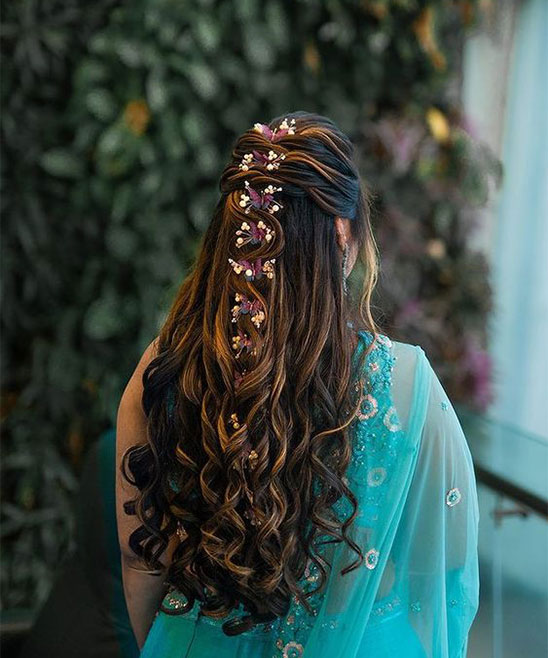 Hairstyle for Saree in Open Hair