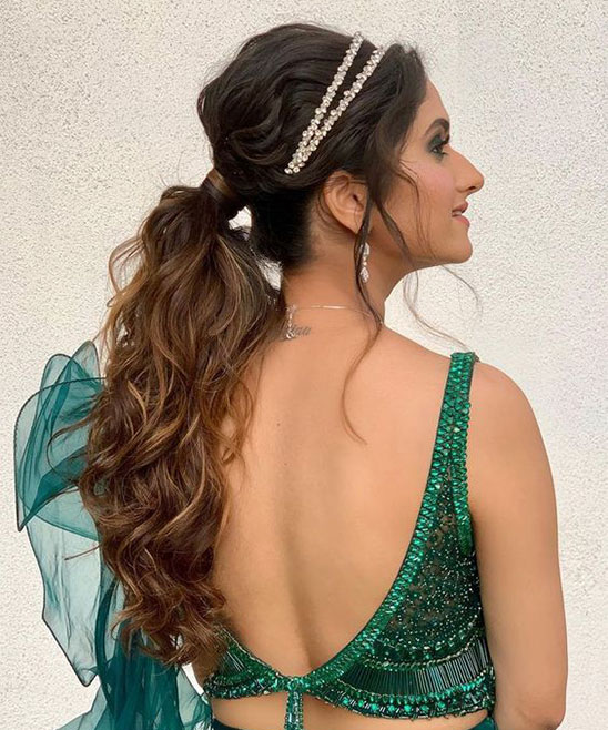 Hairstyles on Party Wear Lehenga and Sarees (2)