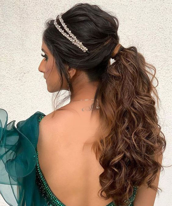 Hairstyles on Party Wear Lehenga and Sarees