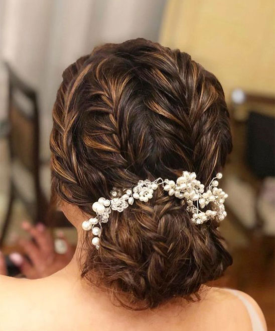 Half Bun Hairstyle Bridal for Lehenga