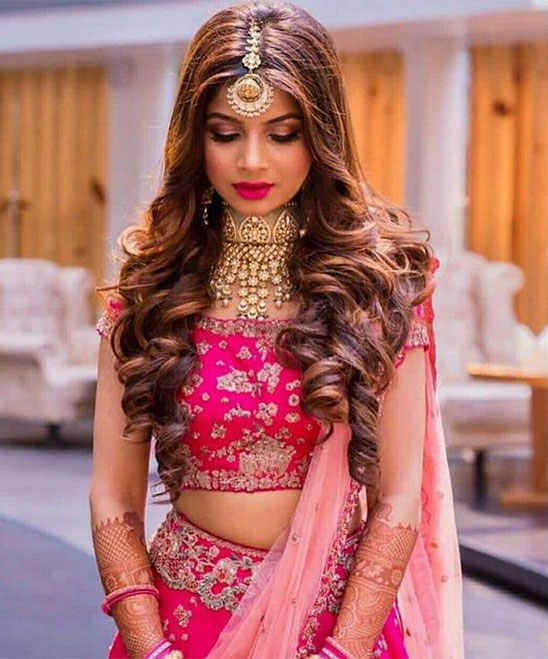 Open Hairstyle for Lehenga with Tikla