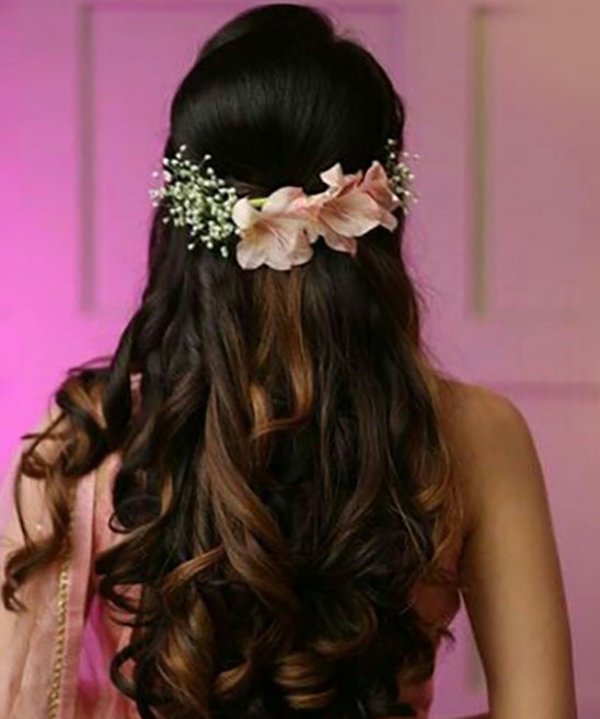 Open Hairstyle for Saree with Flowers