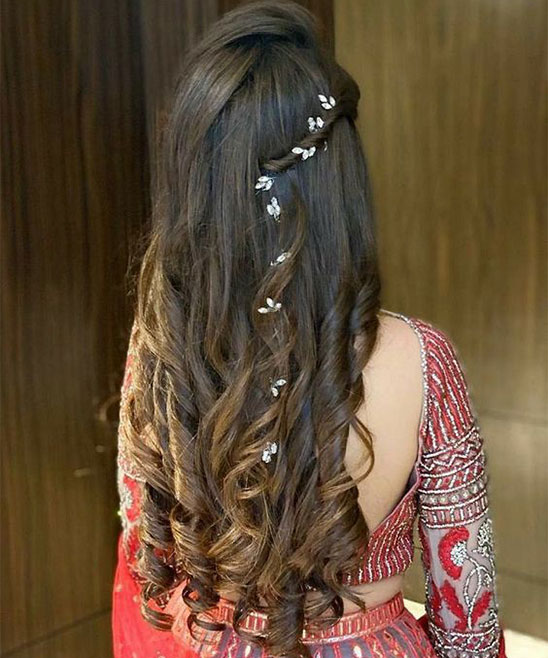Open Hairstyle for Saree with Flowers
