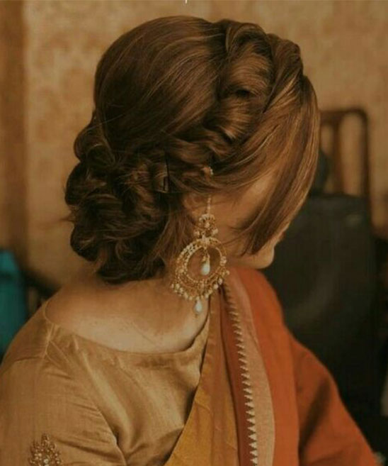 Open Hairstyle for Short Hair on Saree