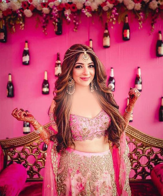 Party Hairstyles for Long Hair with Lehenga