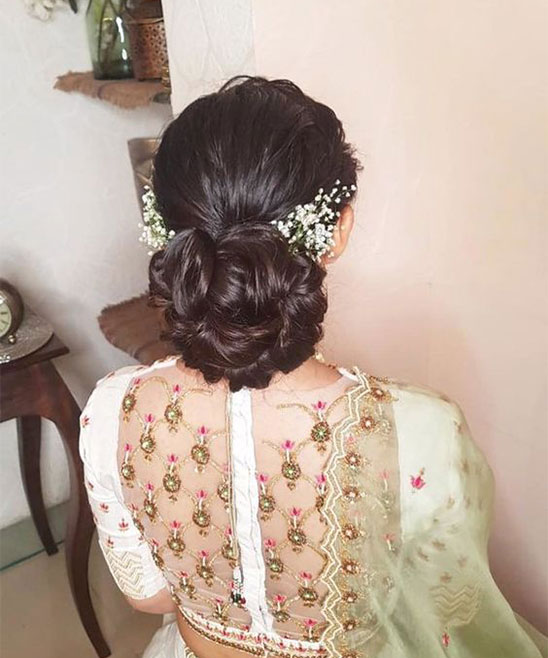 Short Hair Reception Hairstyles for Saree (2)