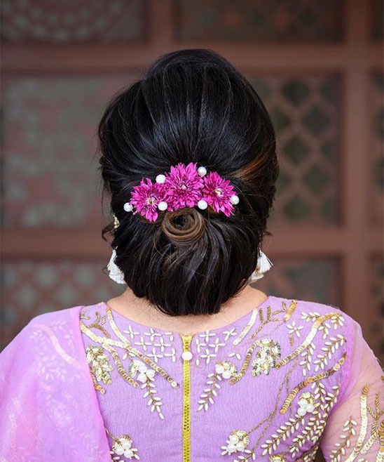 Simple Bun Hairstyle for Saree