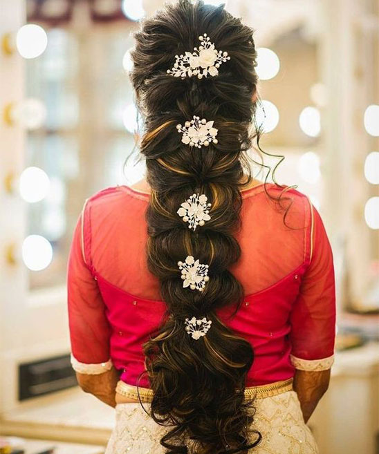 Wedding Hair Style for Peach Saree