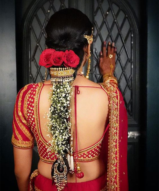 Hairstyle for Engagement on Saree
