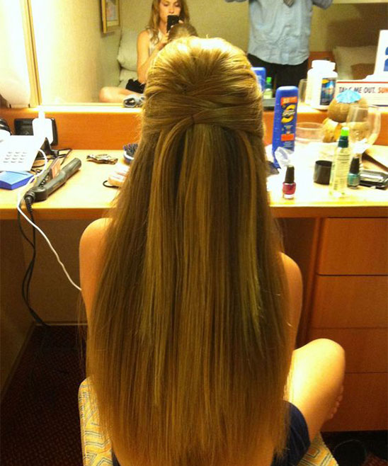 Hairstyle for Open Straight Hair Party Wear