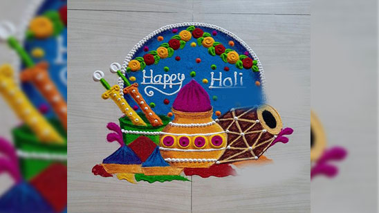 Happy Holi Rangoli Design