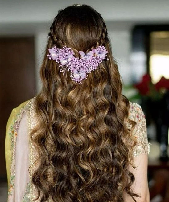 Open Hair Hairstyle for Gown with Maang Tikka