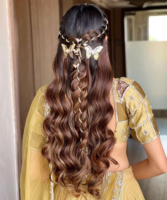 Open Hair Hairstyle for Saree