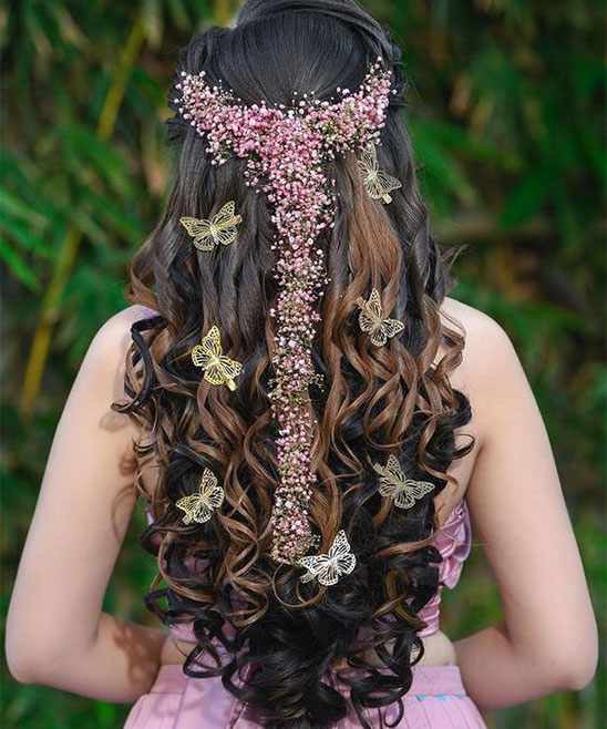 Open Hair Hairstyles With Flowers