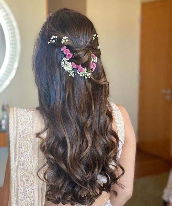Open Hair Hairstyles with Gown