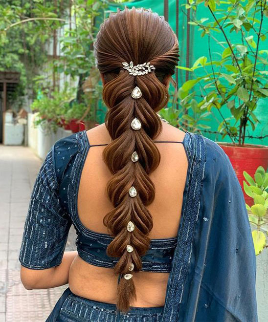 Hairstyle on Saree for Party