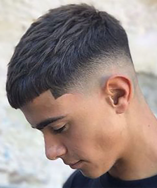 Mid Fade with Textured Fringe Haircut