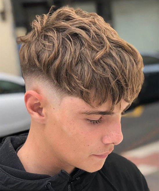 Mid Fade with Textured Fringe Haircut