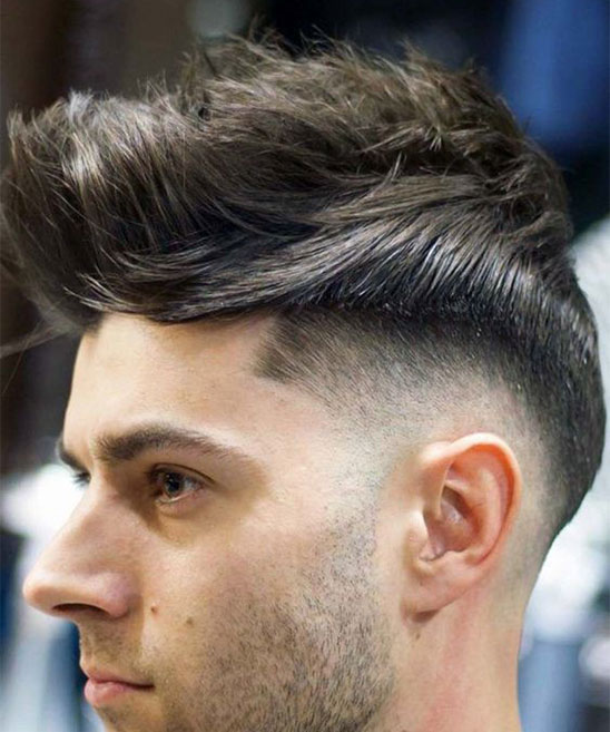 Mid-fade with Angular Fringe Haircut for Men