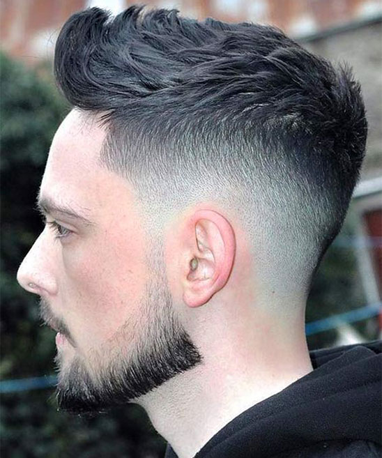 Mid-fade with Angular Fringe Haircut for Men