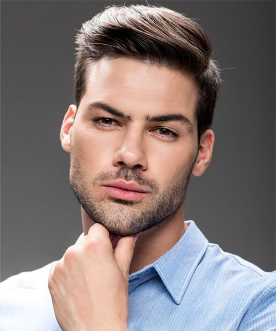 One Side Hairstyle with Beard