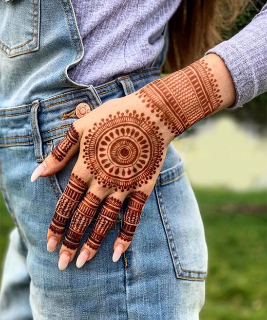 Simple Indian Mehendi Design for One Hand