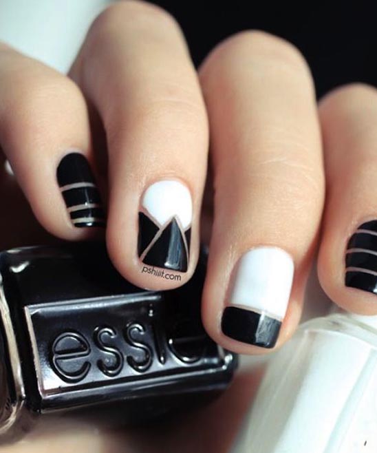 BLACK AND WHITE NAIL ART SIMPLE