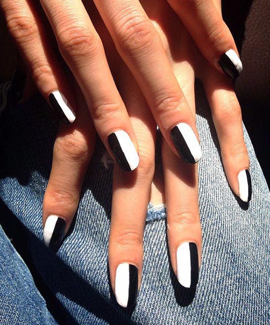 BLACK AND WHITE NAIL DESIGNS SIMPLE