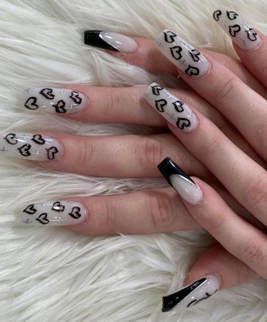 BLACK AND WHITE NAIL DESIGNS SIMPLE