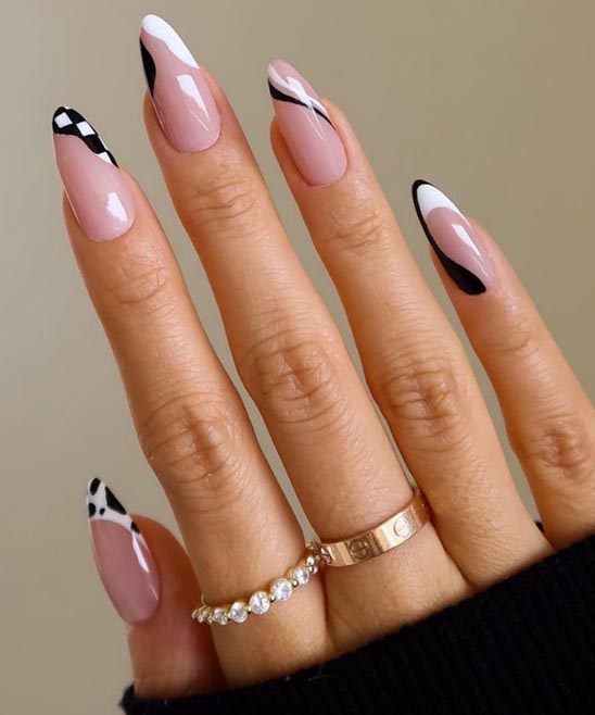 BLACK AND WHITE SIMPLE NAIL ART