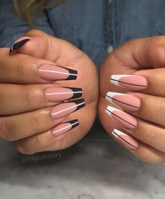 BLACK AND WHITE SIMPLE NAILS