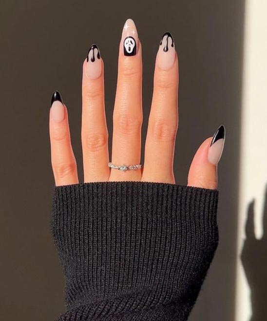 BLACK SIMPLE HALLOWEEN AND FALL NAILS