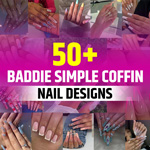 Baddie Simple Coffin Nails With Rhinestone