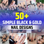 Black and Gold Nails Simple