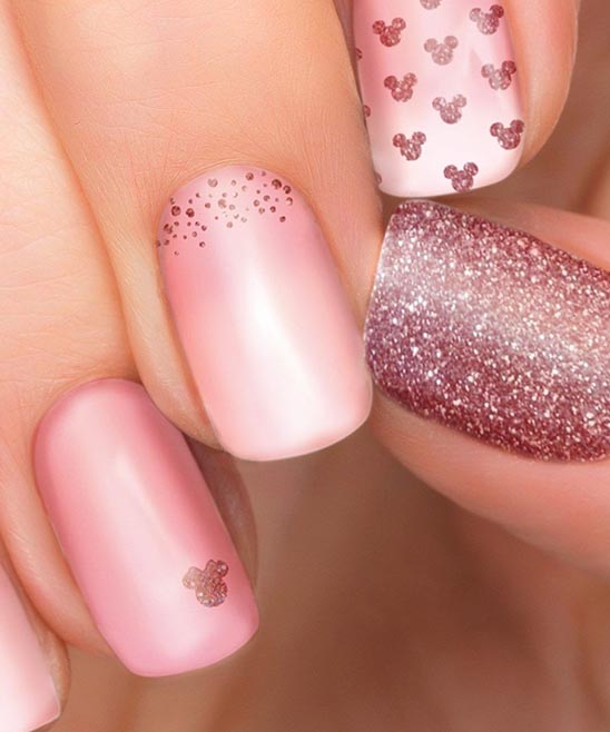 HOT PINK DISNEY NAILS SIMPLE