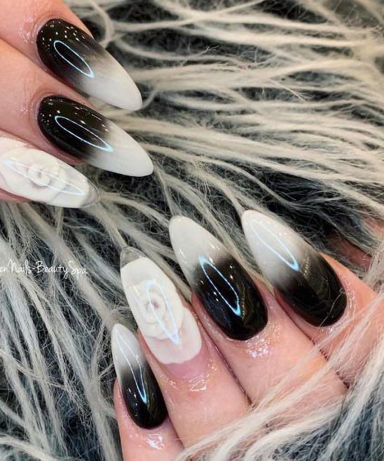NAIL ART BLACK AND WHITE SIMPLE