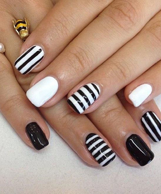 NAIL DESIGNS BLACK AND WHITE SIMPLE