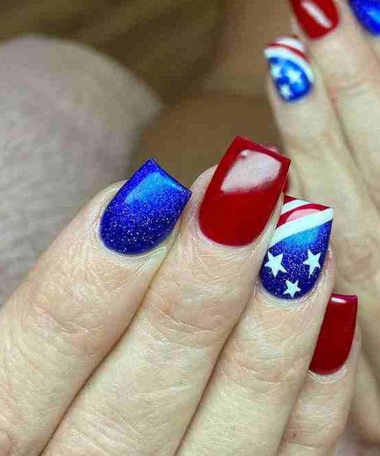 SIMPLE 4TH OF JULY GEL NAILS