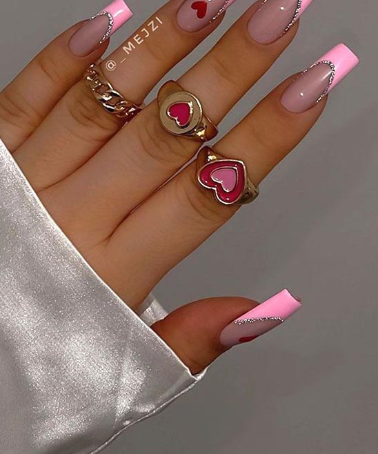 SIMPLE ALMOND VALENTINES NAILS