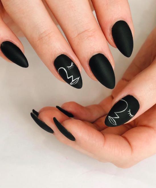 SIMPLE BLACK AND WHITE HALLOWEEN NAILS